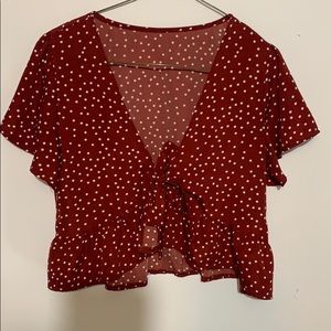 ✨2 for $20✨ Shein Cropped Tie Polkadot Top